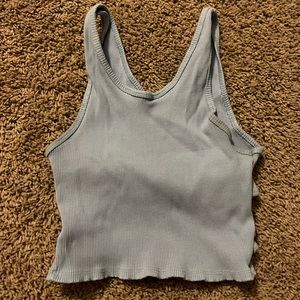 light blue crop top